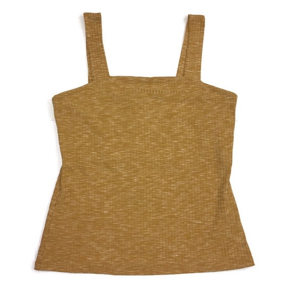 Bobeau Ribbed Marl Square Neck Tank Top in Mustard - Picture 4 of 12